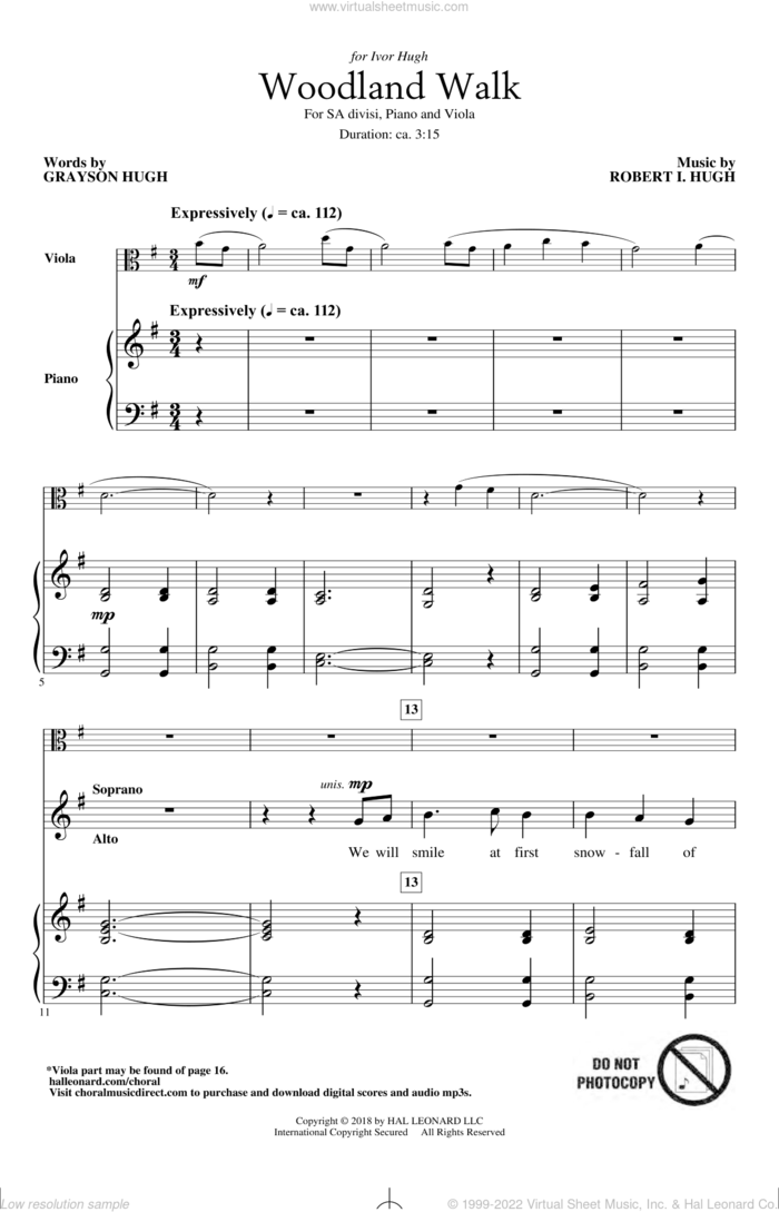 Woodland Walk sheet music for choir (2-Part) by Robert Hugh and Grayson Hugh, intermediate duet