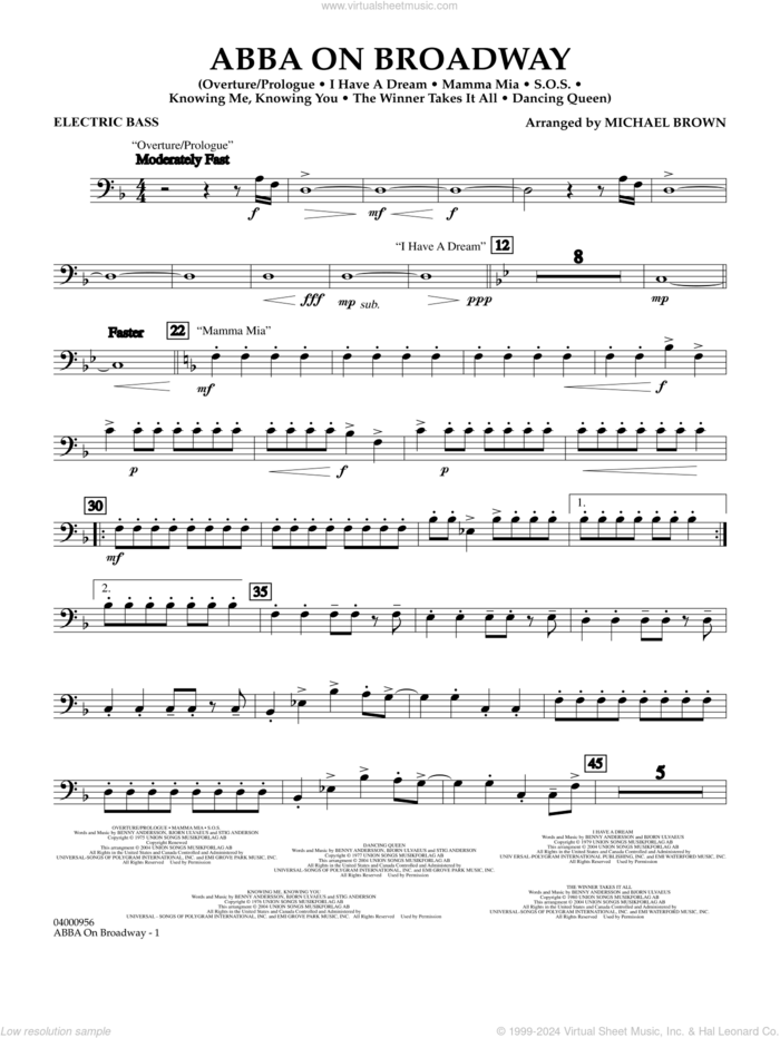 ABBA on Broadway (arr. Michael Brown) sheet music for concert band (electric bass) by ABBA and Michael Brown, intermediate skill level