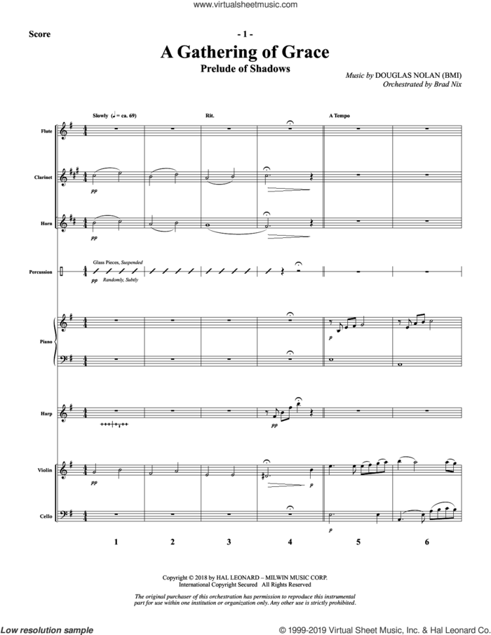 A Gathering of Grace (COMPLETE) sheet music for orchestra/band by Douglas Nolan and J. Paul Williams, intermediate skill level
