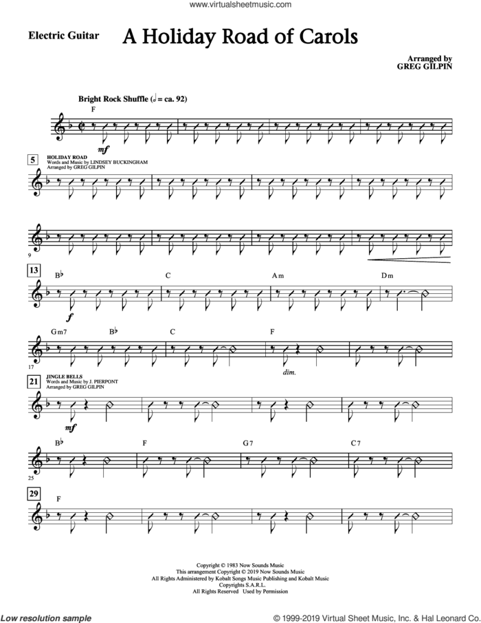 A Holiday Road Of Carols (arr. Greg Gilpin) sheet music for orchestra/band (guitar) by Lindsey Buckingham and Greg Gilpin, intermediate skill level