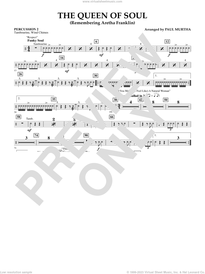 The Queen Of Soul (arr. Paul Murtha)- Conductor Score (Full Score) sheet music for concert band (percussion 2) by Aretha Franklin and Paul Murtha, intermediate skill level