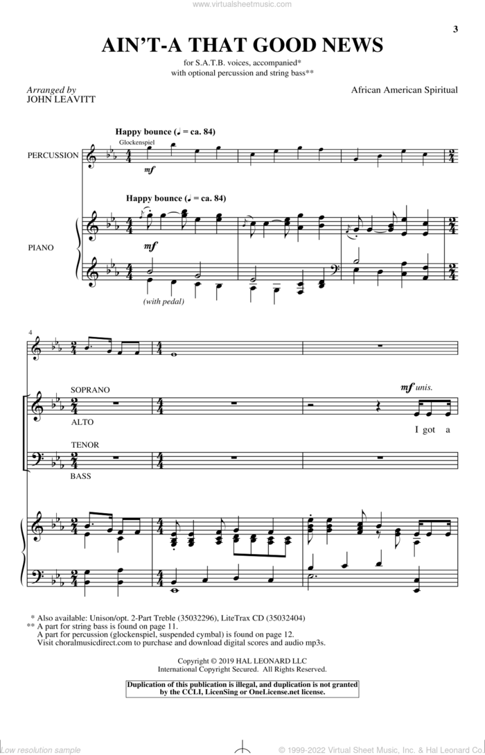 Ain't-A That Good News sheet music for choir (SATB: soprano, alto, tenor, bass) by John Leavitt and Miscellaneous, intermediate skill level