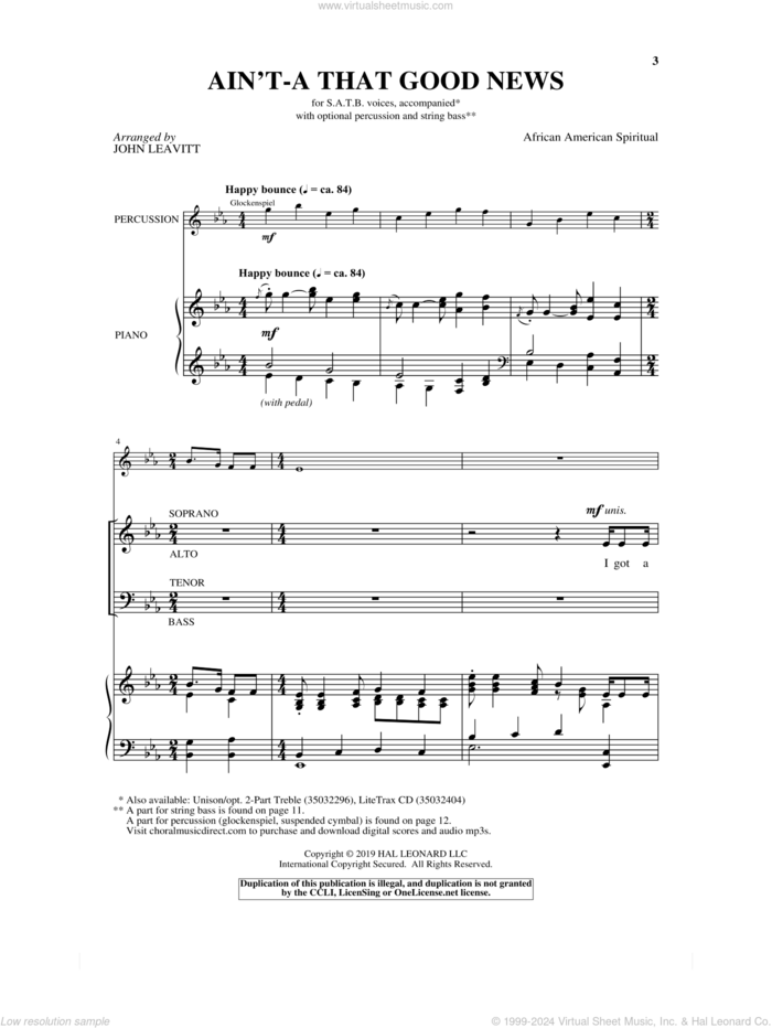 Ain't-A That Good News sheet music for choir (SATB: soprano, alto, tenor, bass) by John Leavitt and Miscellaneous, intermediate skill level