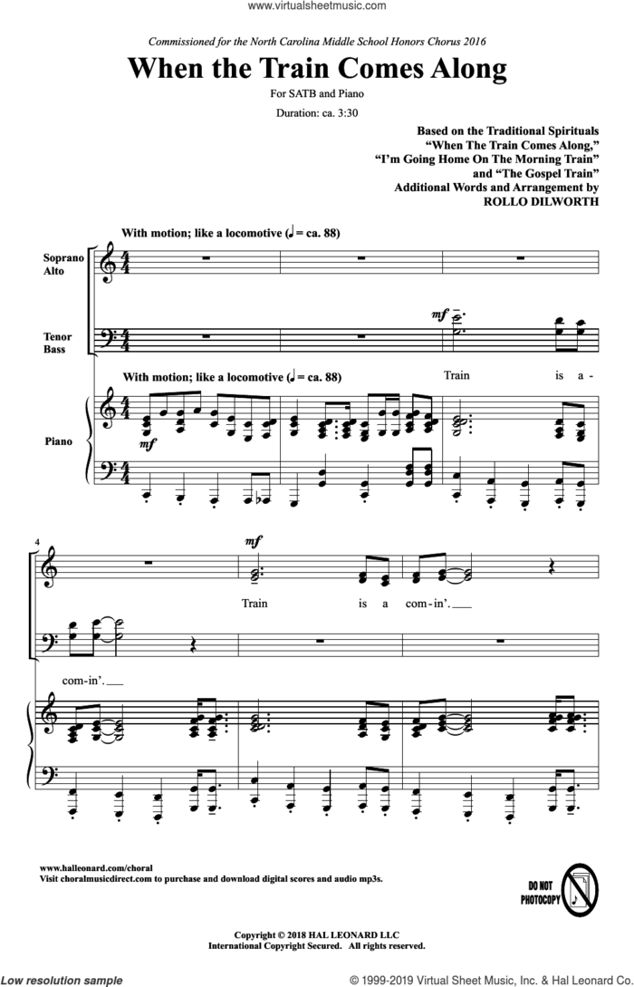When The Train Comes Along sheet music for choir (SATB: soprano, alto, tenor, bass) by Rollo Dilworth, intermediate skill level