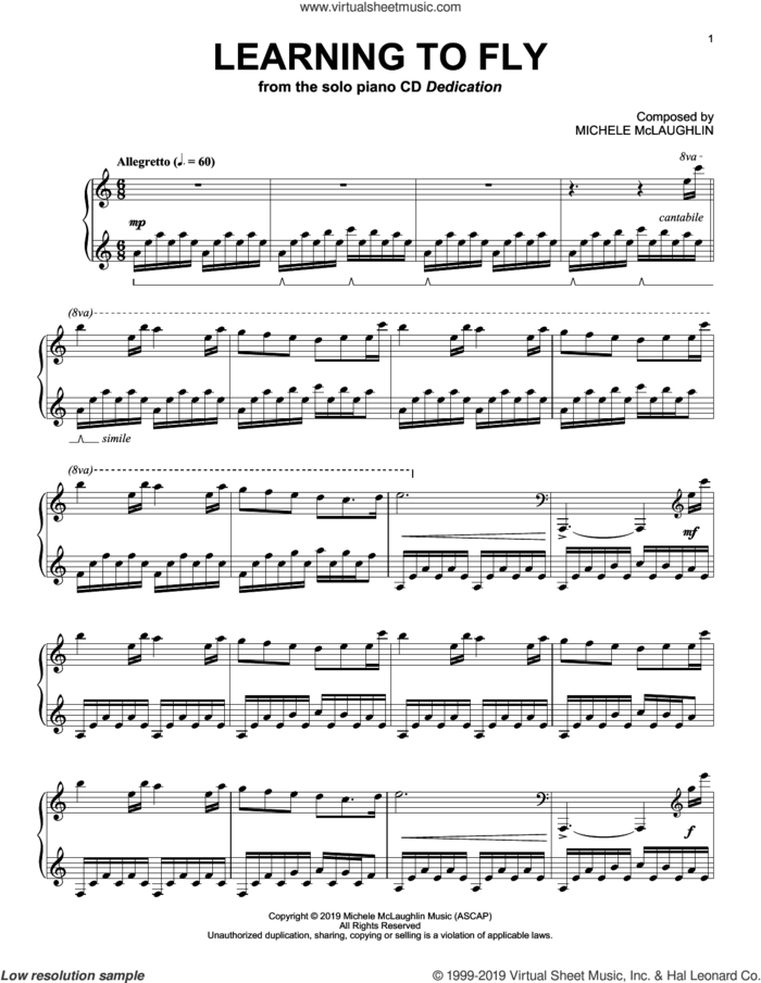 Learning To Fly sheet music for piano solo by Michele McLaughlin, intermediate skill level