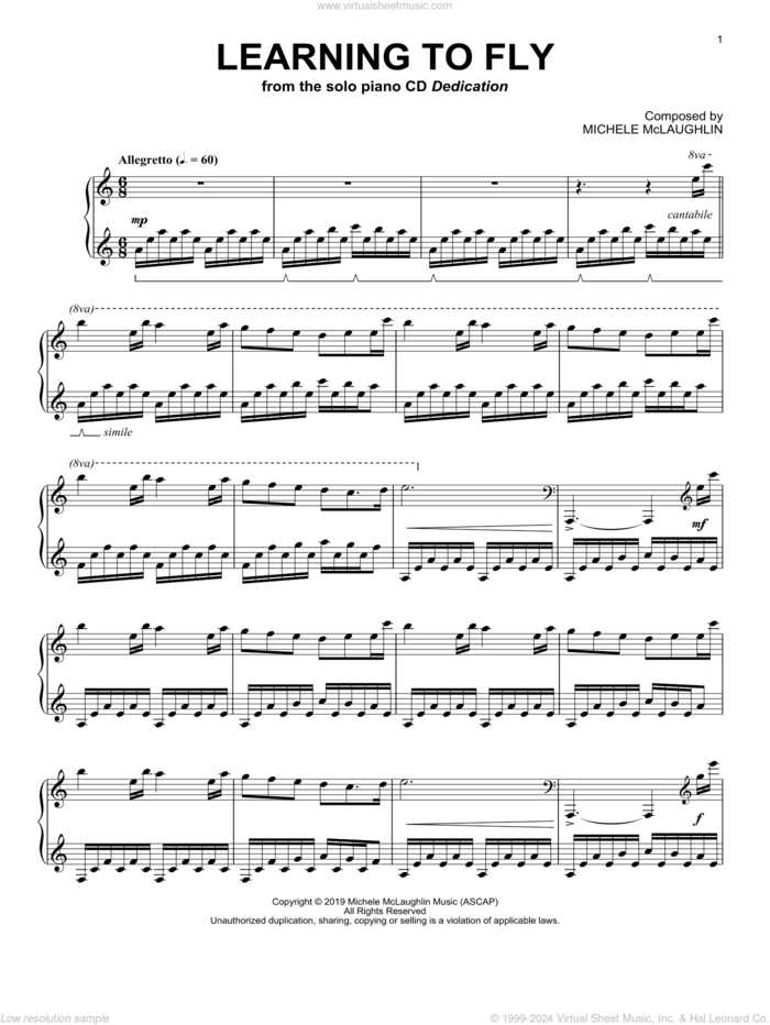 Learning To Fly sheet music for piano solo by Michele McLaughlin, intermediate skill level