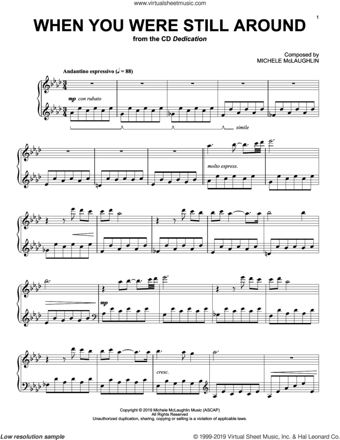 When You Were Still Around sheet music for piano solo by Michele McLaughlin, intermediate skill level