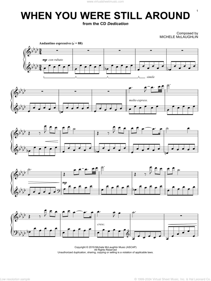 When You Were Still Around sheet music for piano solo by Michele McLaughlin, intermediate skill level