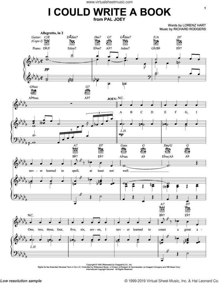 I Could Write A Book sheet music for voice, piano or guitar by Richard Rodgers, Jerry Butler, Lorenz Hart and Rodgers & Hart, intermediate skill level