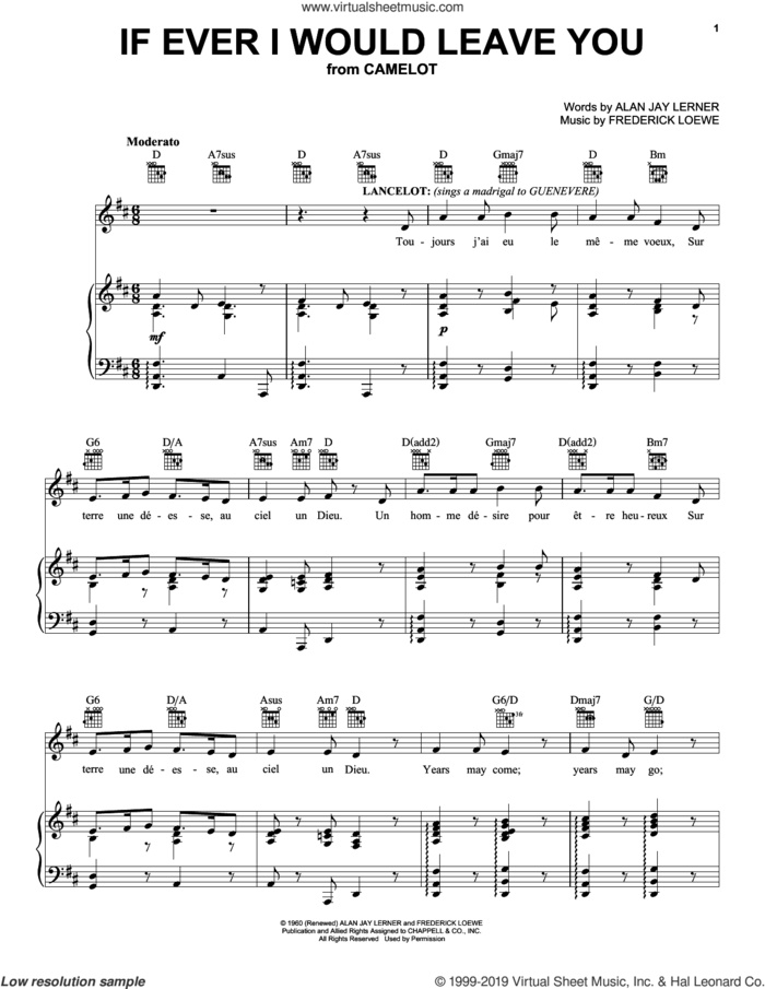 If Ever I Would Leave You sheet music for voice, piano or guitar by Alan Jay Lerner and Frederick Loewe, intermediate skill level