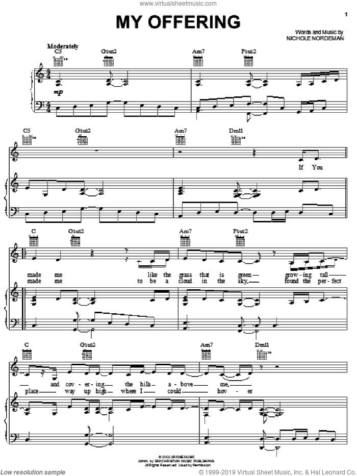 My Offering sheet music for voice, piano or guitar by Nichole Nordeman, intermediate skill level