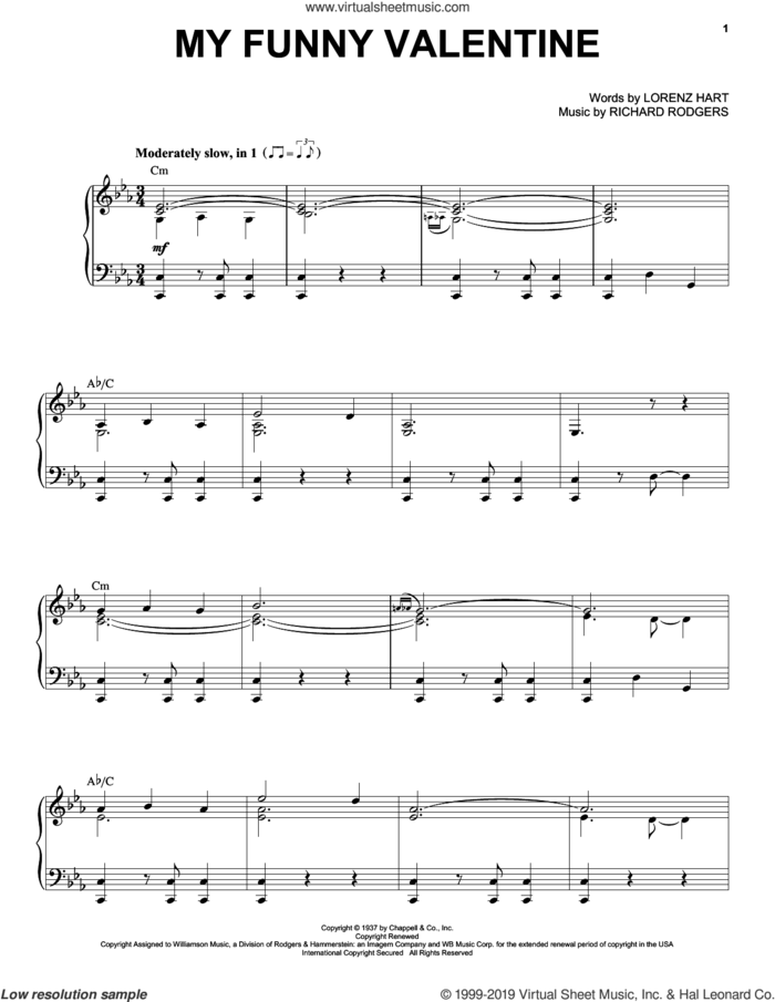 My Funny Valentine sheet music for voice and piano by Michael Buble, Lorenz Hart and Richard Rodgers, intermediate skill level