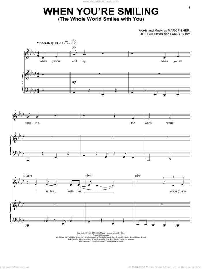 When You're Smiling sheet music for voice and piano by Michael Buble, Joe Goodwin, Larry Shay and Mark Fisher, intermediate skill level