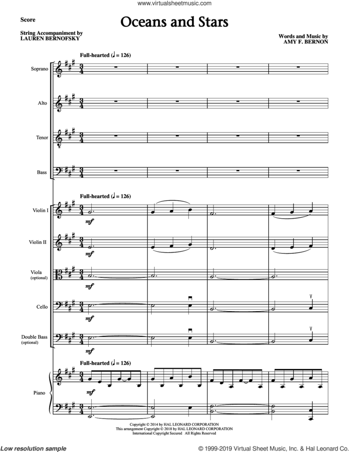 Oceans and Stars (COMPLETE) sheet music for orchestra/band (Strings) by Amy Bernon, intermediate skill level
