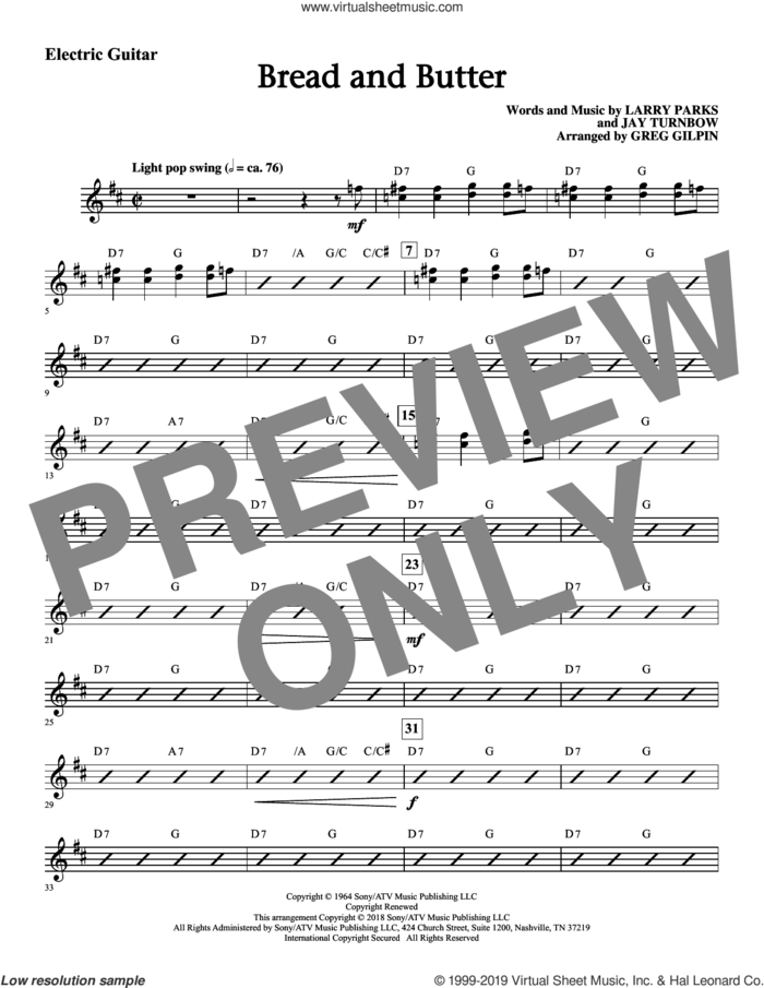Bread and Butter (arr. Greg Gilpin) (complete set of parts) sheet music for orchestra/band by Newbeats, Jay Turnbow, Larry Parks and Larry Parks & Jay Turnbow, intermediate skill level