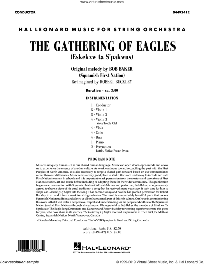 The Gathering of Eagles (arr. Robert Buckley) (COMPLETE) sheet music for orchestra by Robert Buckley and Bob Baker, intermediate skill level