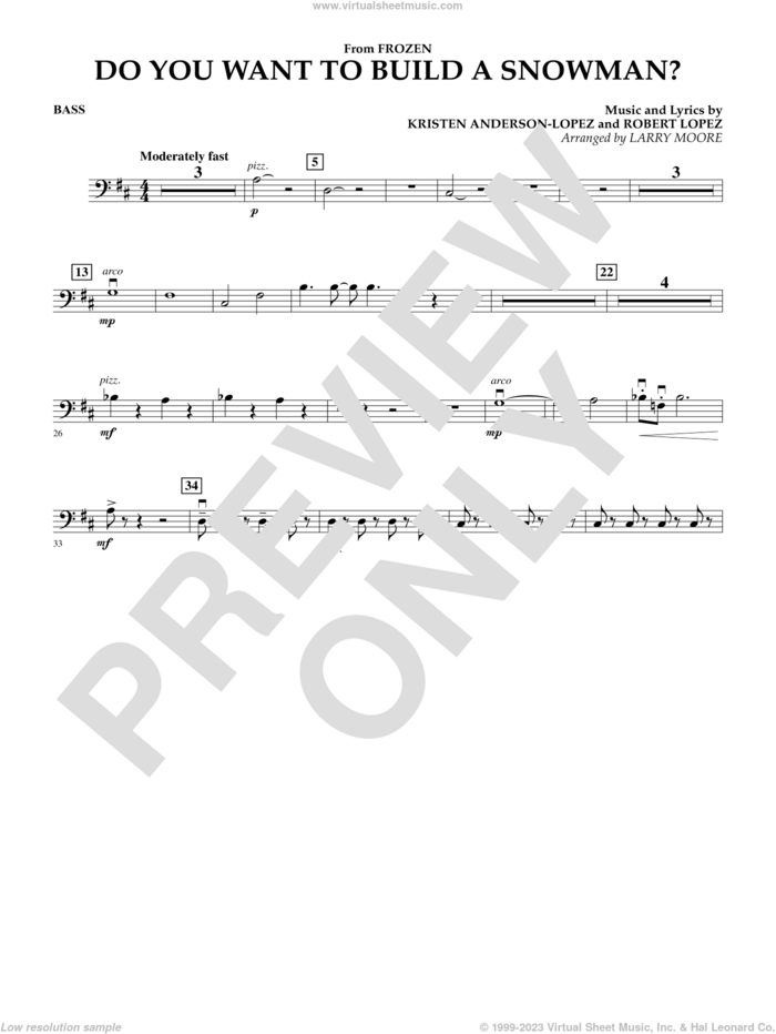 Do You Want To Build A Snowman (from Frozen) (arr. Larry Moore) sheet music for orchestra (bass) by Kristen Bell, Agatha Lee Monn & Katie Lopez, Kristen Anderson-Lopez and Robert Lopez, intermediate skill level