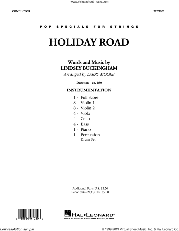 Holiday Road (from National Lampoon's Vacation) (arr. Larry Moore) (COMPLETE) sheet music for orchestra by Larry Moore and Lindsey Buckingham, intermediate skill level