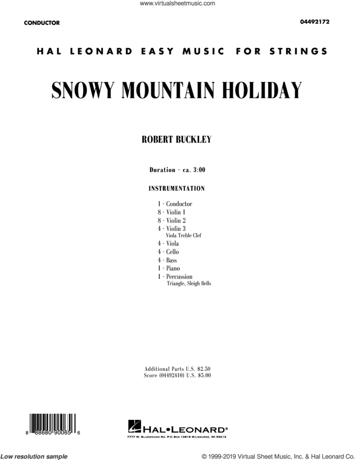 Snowy Mountain Holiday (COMPLETE) sheet music for orchestra by Robert Buckley, intermediate skill level