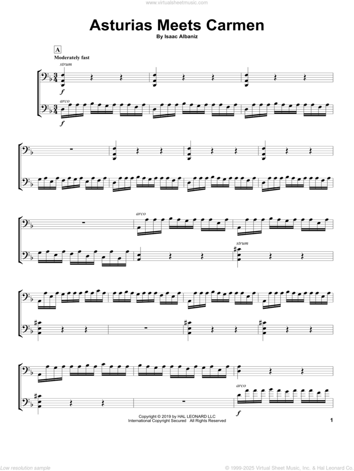 Asturias Meets Carmen sheet music for two cellos (duet, duets) by 2Cellos and Isaac Albeniz, classical score, intermediate skill level