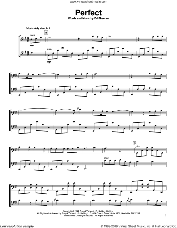 Perfect sheet music for two cellos (duet, duets) by 2Cellos and Ed Sheeran, wedding score, intermediate skill level