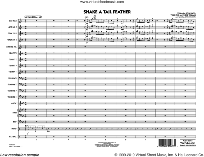 Shake a Tail Feather (arr. John Wasson) (COMPLETE) sheet music for jazz band by Ray Charles, Andre Williams, John Wasson, Otha M. Hayes and Verlie Rice, intermediate skill level