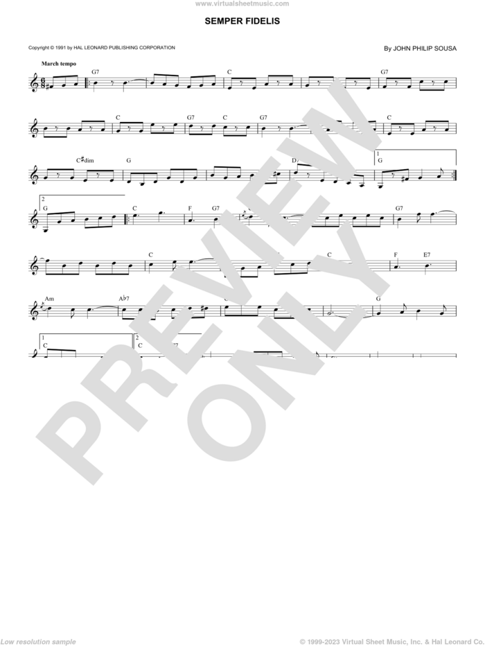 Semper Fidelis sheet music for voice and other instruments (fake book) by John Philip Sousa, intermediate skill level