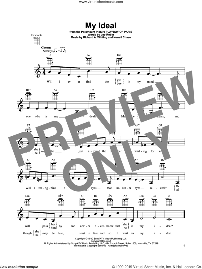 My Ideal sheet music for ukulele by John Coltrane, Leo Robin, Newell Chase and Richard A. Whiting, intermediate skill level