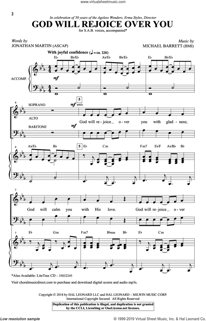 God Will Rejoice Over You sheet music for choir (SAB: soprano, alto, bass) by Michael Barrett, Jonathan Martin and Jonathan Martin & Michael Barrett, intermediate skill level