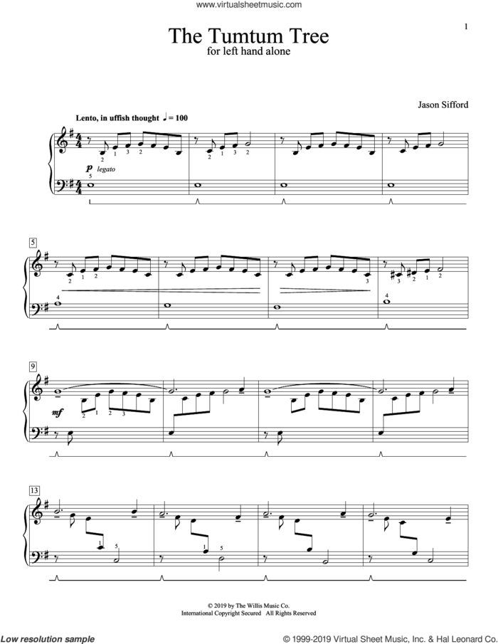 The Tumtum Tree sheet music for piano solo (elementary) by Jason Sifford, beginner piano (elementary)