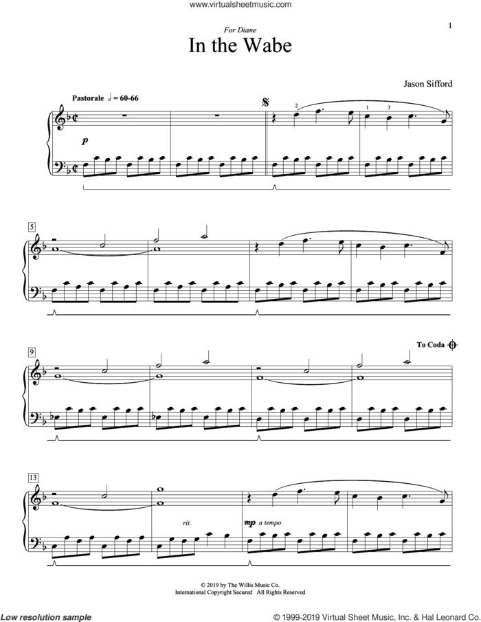 In The Wabe sheet music for piano solo (elementary) by Jason Sifford, beginner piano (elementary)