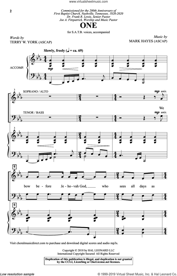 One sheet music for choir (SATB: soprano, alto, tenor, bass) by Mark Hayes, Terry W. York and Terry York & Mark Hayes, intermediate skill level