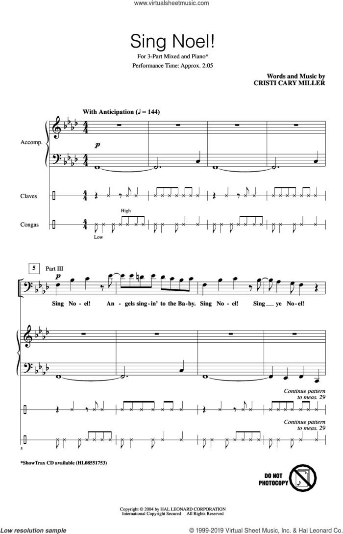 Sing Noel! sheet music for choir (3-Part Mixed) by Cristi Cary Miller, intermediate skill level