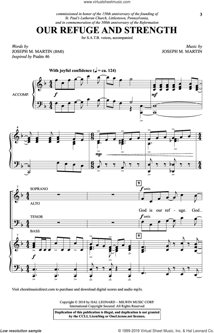 Our Refuge And Strength sheet music for choir (SATB: soprano, alto, tenor, bass) by Joseph M. Martin, intermediate skill level