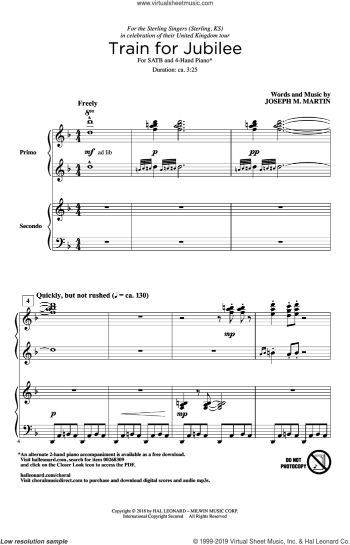 Train For Jubilee sheet music for choir (SATB: soprano, alto, tenor, bass) by Joseph M. Martin, intermediate skill level