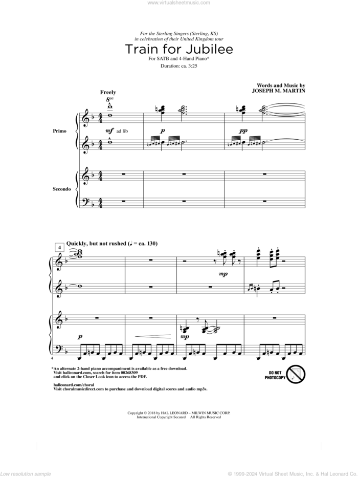 Train For Jubilee sheet music for choir (SATB: soprano, alto, tenor, bass) by Joseph M. Martin, intermediate skill level