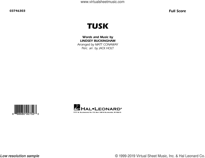 Tusk (arr. Matt Conaway) (COMPLETE) sheet music for marching band by Matt Conaway, Fleetwood Mac, Jack Holt and Lindsey Buckingham, intermediate skill level