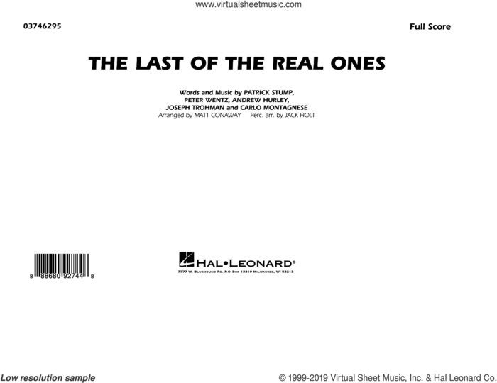Last of the Real Ones (arr. Matt Conaway) (COMPLETE) sheet music for marching band by Matt Conaway and Fall Out Boy, intermediate skill level