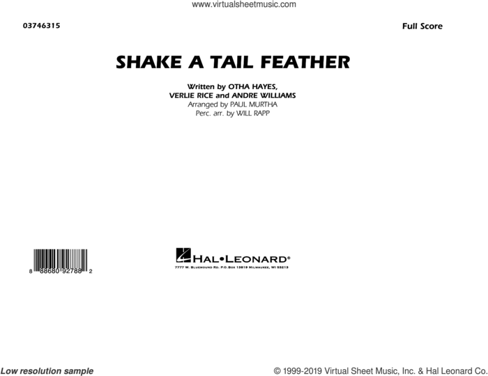 Shake a Tail Feather (arr. Paul Murtha) (COMPLETE) sheet music for marching band by Ray Charles, Andre Williams, Otha M. Hayes and Verlie Rice, intermediate skill level