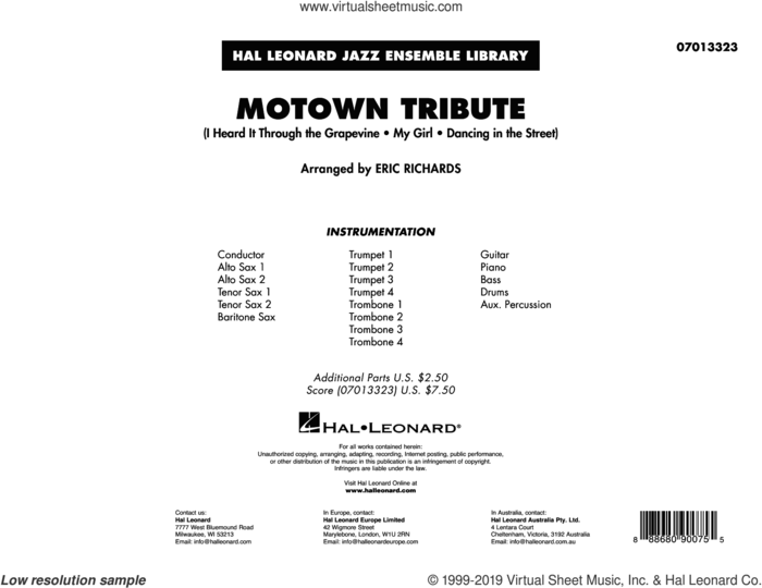 Motown Tribute (COMPLETE) sheet music for jazz band by Eric Richards, intermediate skill level