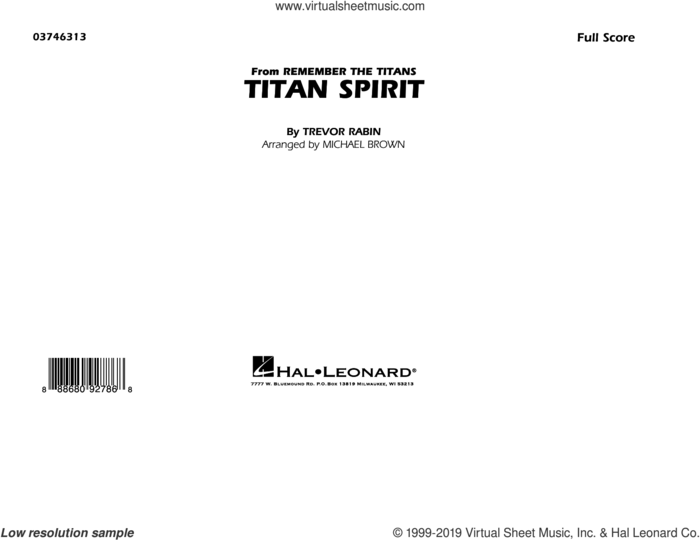 Titan Spirit (from Remember the Titans) (arr. Michael Brown) (COMPLETE) sheet music for marching band by Michael Brown and Trevor Rabin, intermediate skill level