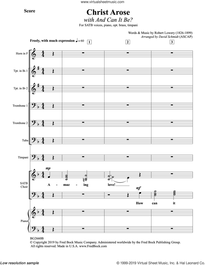 Christ Arose (with And Can It Be?) (arr. David Schmidt) (COMPLETE) sheet music for orchestra/band by Robert Lowry and David Schmidt, intermediate skill level