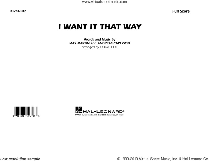 I Want It That Way (arr. Ishbah Cox) (COMPLETE) sheet music for marching band by Max Martin, Andreas Carlsson, Backstreet Boys and Ishbah Cox, intermediate skill level