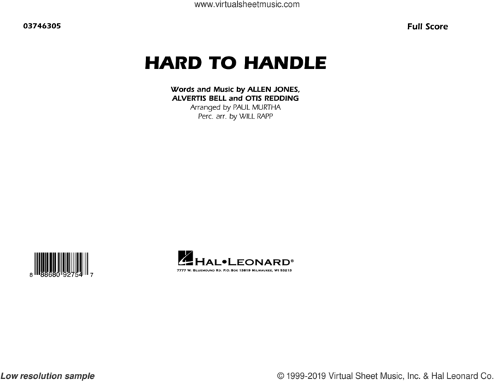 Hard to Handle (arr. Paul Murtha) (COMPLETE) sheet music for marching band by Otis Redding, Allen Jones, Alvertis Bell and The Black Crowes, intermediate skill level