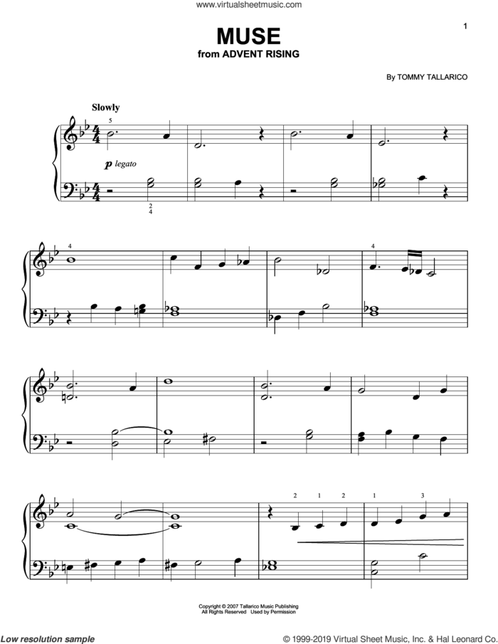 Muse (from Advent Rising) sheet music for piano solo by Tommy Tallarico, easy skill level