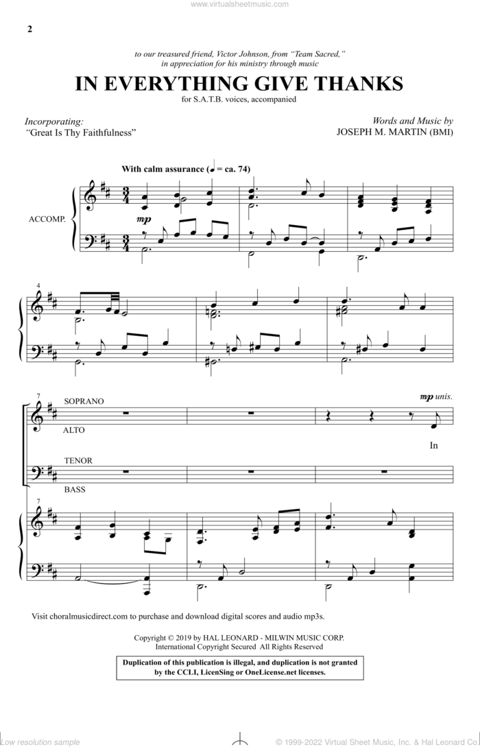 In Everything Give Thanks sheet music for choir (SATB: soprano, alto, tenor, bass) by Joseph M. Martin, intermediate skill level