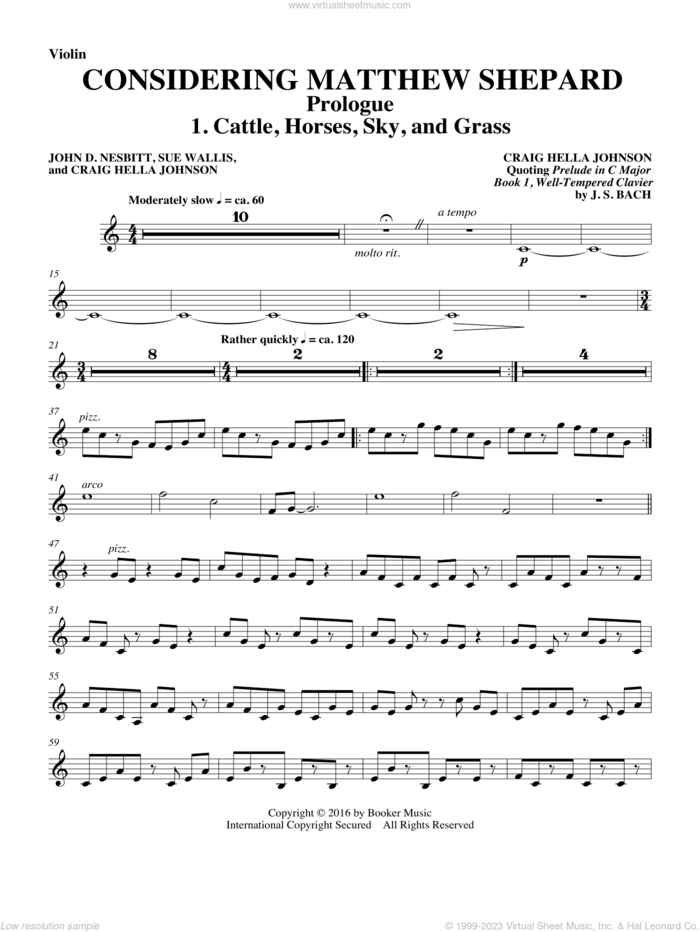 Considering Matthew Shepard sheet music for orchestra/band (violin) by Craig Hella Johnson, Leslea Newman and Michael Dennis Browne, intermediate skill level