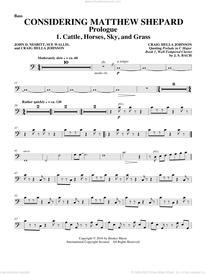 Considering Matthew Shepard sheet music for orchestra/band (double bass) by Craig Hella Johnson, Leslea Newman and Michael Dennis Browne, intermediate skill level