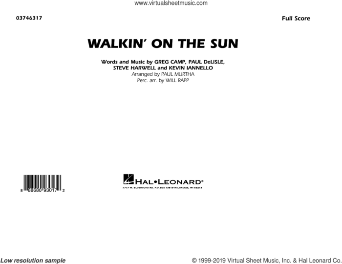 Walkin' on the Sun (arr. Paul Murtha) (COMPLETE) sheet music for marching band by Paul Murtha, Greg Camp, Kevin Iannello, Paul DeLisle, Smash Mouth and Steven Harwell, intermediate skill level