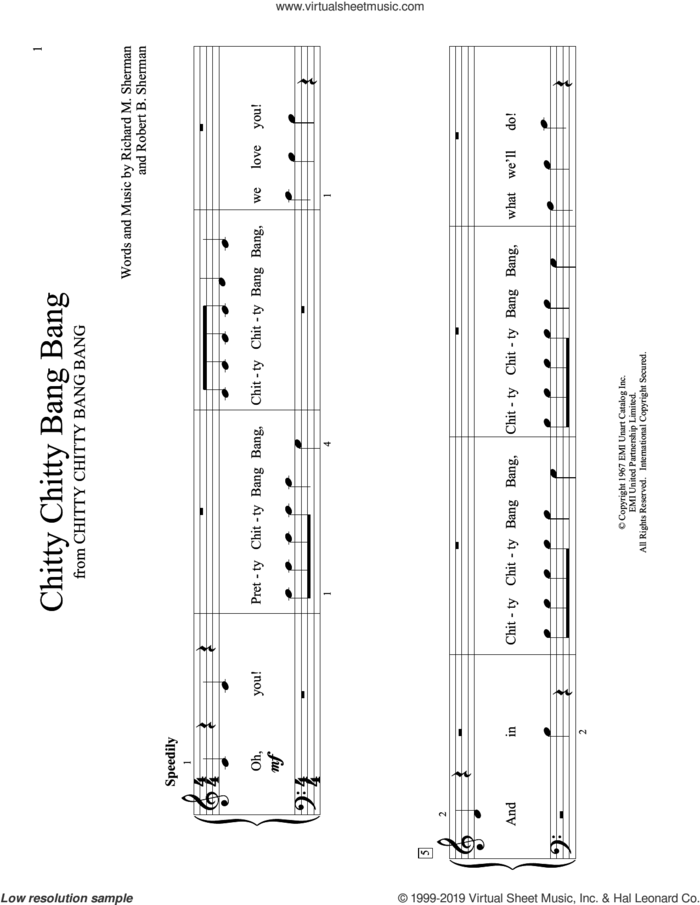 Chitty Chitty Bang Bang (arr. Christopher Hussey) sheet music for piano solo (elementary) by Richard M. Sherman, Christopher Hussey, Paul Mauriat, Richard Sherman & Robert Sherman and Robert B. Sherman, beginner piano (elementary)
